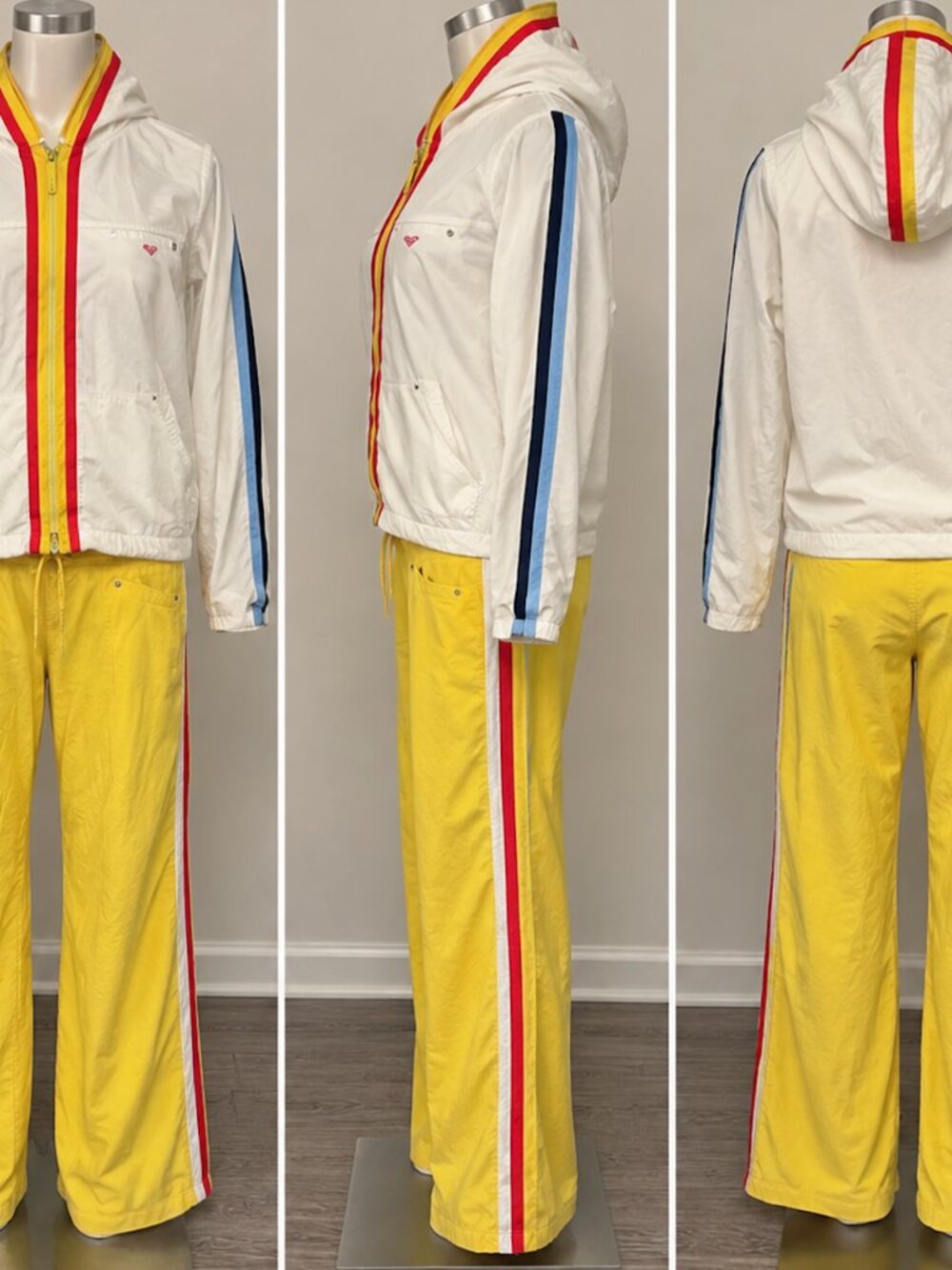 ESCADA SPORT Women's Velour Track Suit Set Yellow & Cream Size Large Vintage Y2K